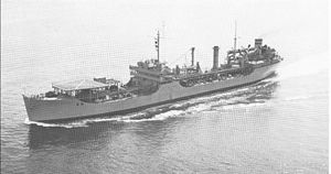 (PD) Photo: Joe Radigan MACM / United States Navy Between 1944 and 1945, twenty-seven Mission Buenaventura-class fleet oilers were built (two additional vessels were converted to distilling ships after their keels had been laid).[150] Many of the ships, such as the USNS Mission Capistrano (T-AO-112) shown above, served with the United States Navy during World War II and on into the Cold War.