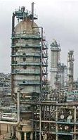 Vacuum distillation column in Exxon-Mobil refinery in Fawley, England