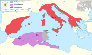 Western Mediterranean territory, 150 BC.svg