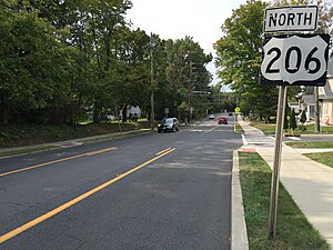 2017-09-12 15 14 07 View north along U.S. Route 206 and Mercer County Route 533 (Bayard Lane) at Stanworth Drive in Princeton, Mercer County, New Jersey.jpg