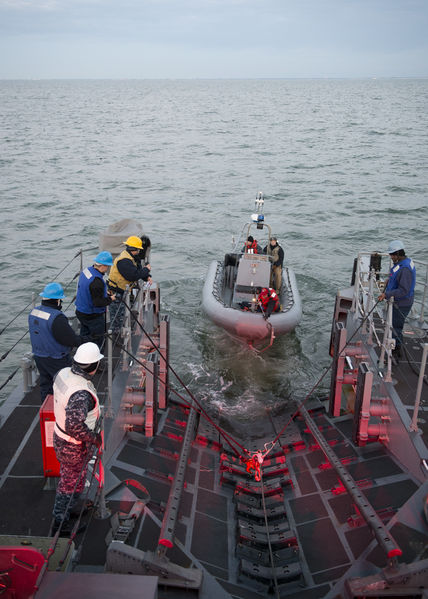File:USS Monsoon launches a rigid-hull inflatable boat..jpg