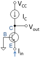 Common base circuit with active load and current drive.