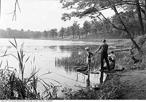 Fishermen in Grenadier pond, July 1939 City of Toronto Archives Fonds 1231, Item 629.jpg