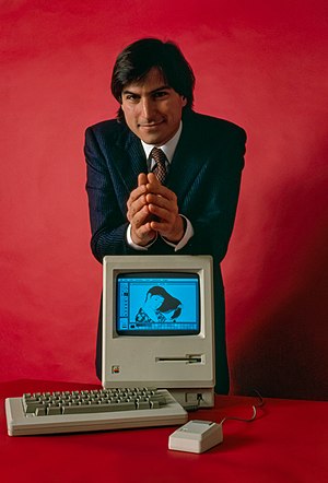 Steve Jobs and Macintosh computer, January 1984, by Bernard Gotfryd - edited.jpg